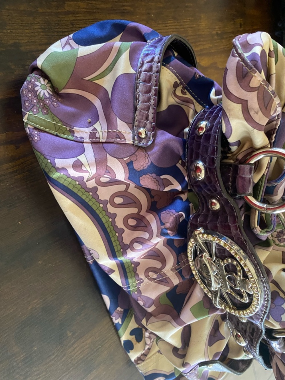 Kathy van Zeeland Purple Floral Pattern Hobo    Purse - Picture 5 of 15